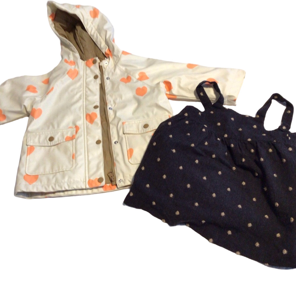 Zara Kids Hearts Raincoat & Polka Dot Jumper Bundle Sz 2–3Y